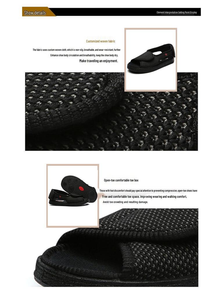 Weite Übergrößen Verstellbare Klettverschluss Komfortschuhe für Geschwollene, Ödematöse, Diabetische und Deformierte Füße