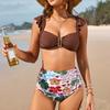 Damen-Bikini-Badeanzug, zweiteilig, mit Schlitz, Sport-Badeanzug