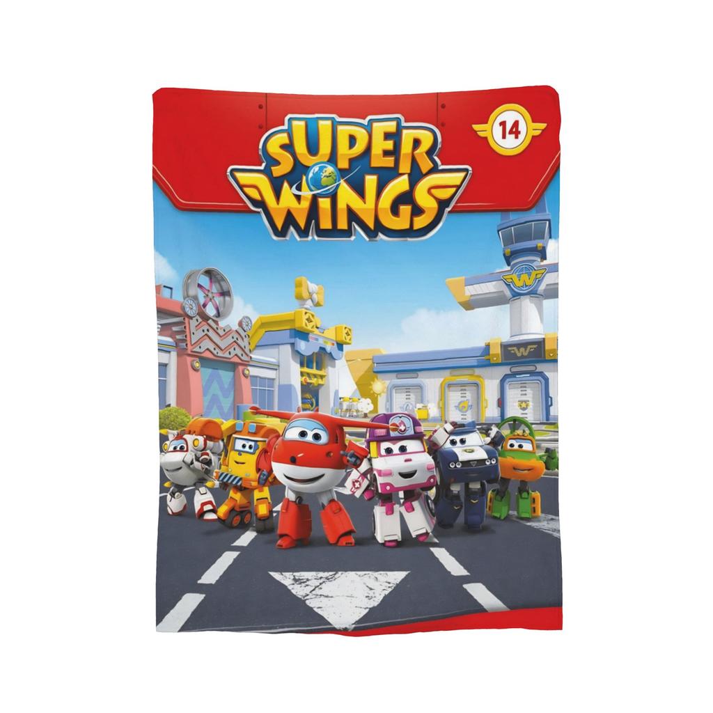 Super Wings Cartoon Flannel Blanket Car Robot Funny Throw Blanket for Sofa Bedding Lounge 150*125cm Rug Piece,