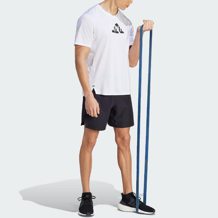 Adidas Workout Knurling Shorts With Solid Color Logo Men Bottoms Black IL1418