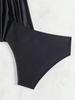 2025 European & American Women's Sexy Halterneck Tummy Control Black Two-Piece Bikini Skirt