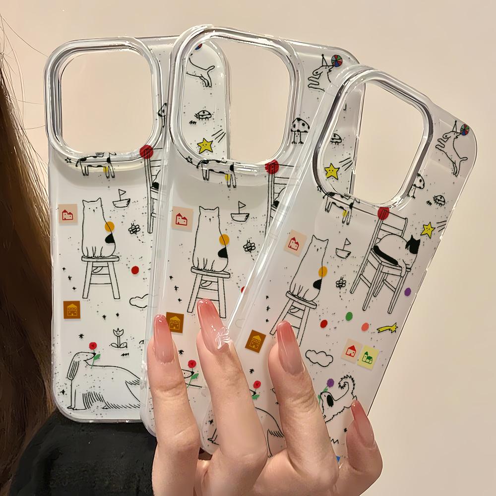 Painted Phone Case for iPhone 12 13 15 16 iPhone 16 12 13 14 15 Pro  14 15 16 Pro Max Coverage Shockproof Anti-Fingerprint Fresh Style Protective Case