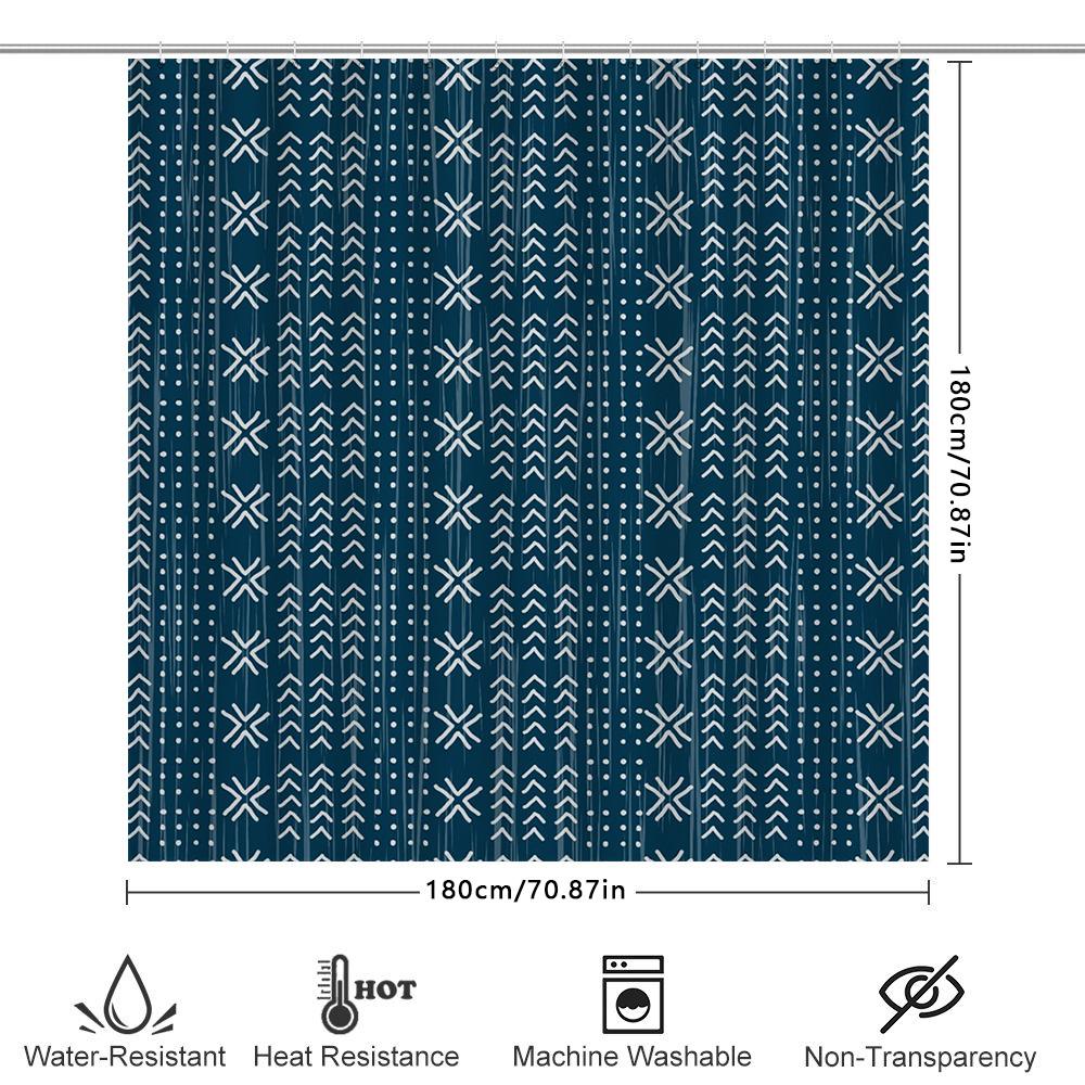 Blue White Geometric Shower Curtain Waterproof Bathroom Decor 3D Printed Bath Mat Set Home Decoration Solid Colors Window Curtai