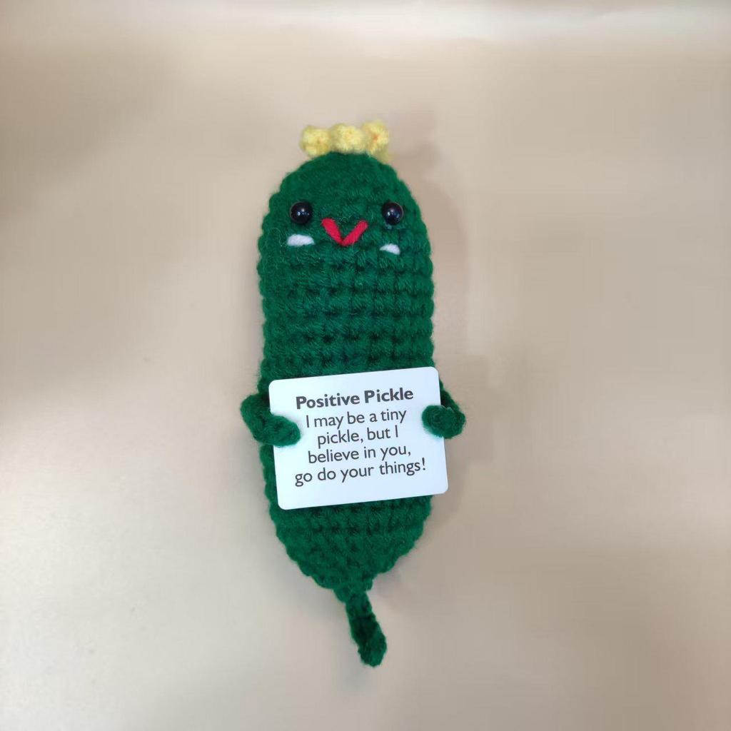 Handmade Crocheted Cucumber Doll Keychain: Emotional Support & Positive Energy Decor Gift