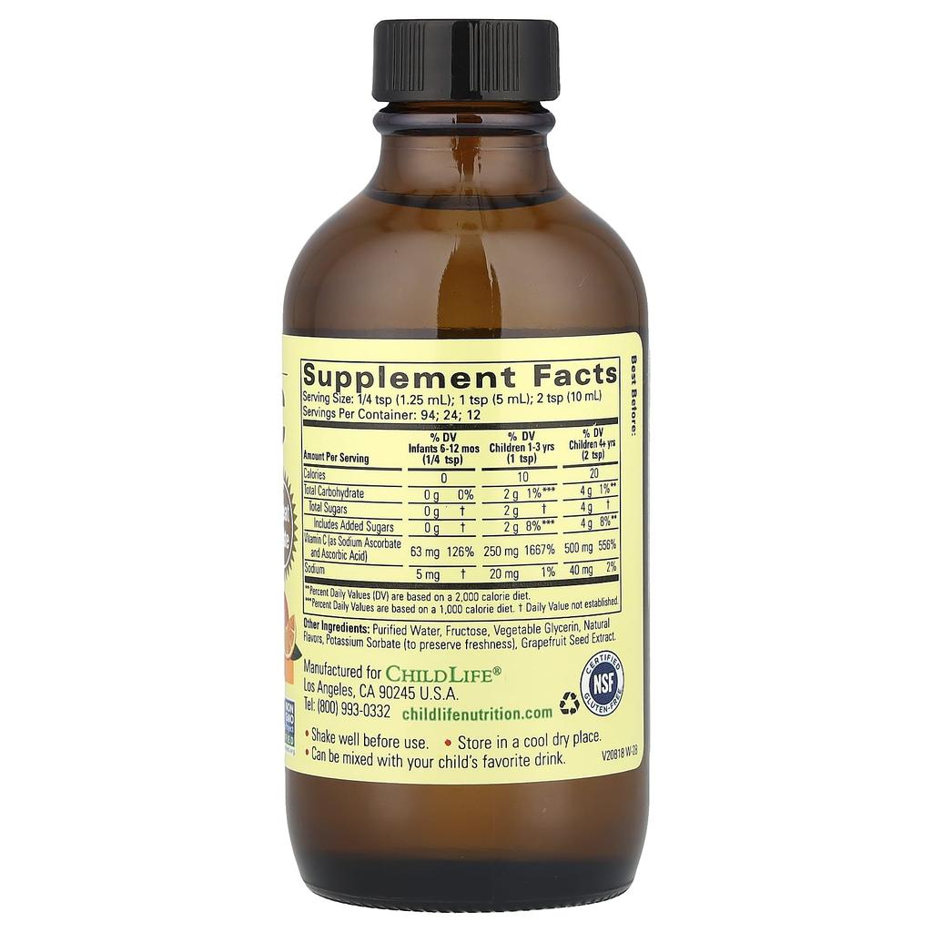 Liquid Vitamin C, Natural Orange Flavor, 118 Ml (4 Fl Oz)