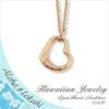 Hawaiian Jewelry Necklace, Stainless Steel, Heart Scroll Asymmetrical Open Heart, Rose Gold, Women'sMen's Pendant, with 45cm Cable Chain