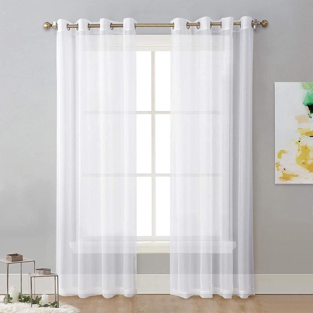 Solid Color Perforated Trylene Semi-Blackout Voile Curtain for Living Room or Balcony