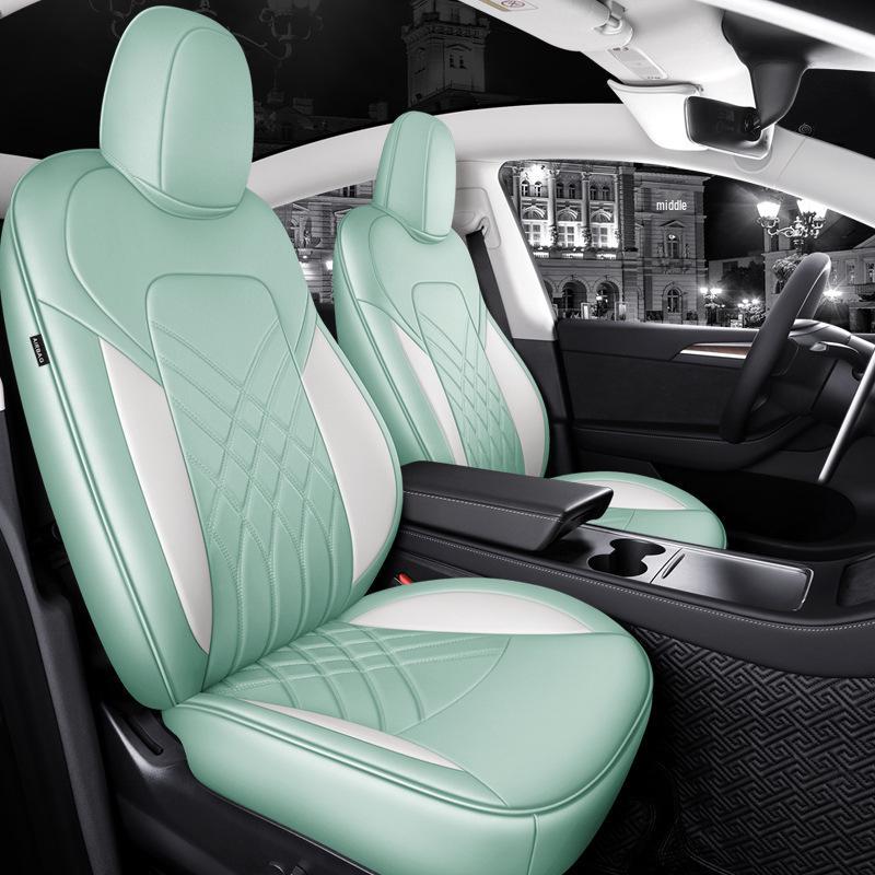 Universal Leather Seat Cushion for Tesla Model Y - All-Season, 5-Seater Fit