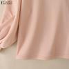 ZANZEA Women Casual Round Neck Loose Long Sleeve Patchwork Blouse