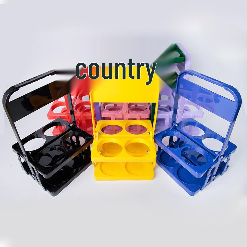 Four-Bottle Folding Wine & Beer Carrier - Portable Plastic Display Rack