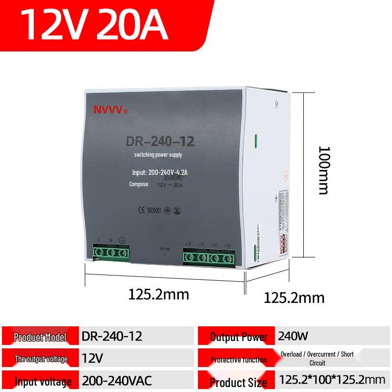 NVVV DIN Rail Switching Power Supply 220V To 12/24V DC Transformer DR/NDR/EDR Series