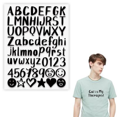 Alfabeti 2,5 cm Trasferimento Termoadesivo Colore Nero A-Z Fai da Te T-Shirt Vestiti Adesivi Felpe con Cappuccio Applicato a Caldo Adesivo Termotrasferibile