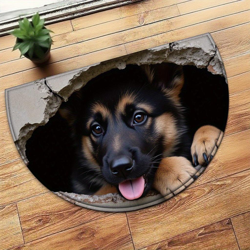 1Pcs German Shepherd Puppy Semi Circle Welcome Doormat Non-Slip for Outdoor Patio Porch Kitchen Bathroom Entryway Floor Mat