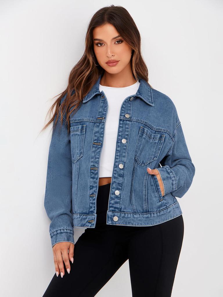 Women's Retro Long Sleeve Denim Jacket - European & American Fashion