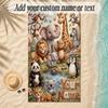 Animals Theme Soft Beach Towel Personalized Custom Name Text Towel Portable for Beach Pool Travel