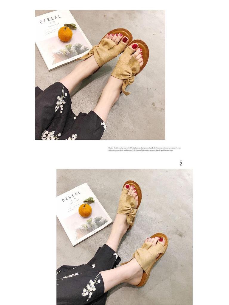 Korean Style Bowknot Beach Toe-Ring Sandals