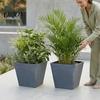 Small Medium Plant Pot Square Plastic Flower Pot, Stone-Look Planter with Drainage Hole, Modern Thickened Wear Resistant Container for Indoor Outdoor
