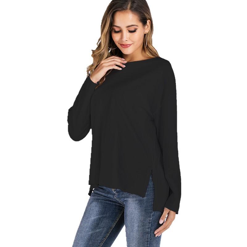 Women's Fall Street Pullover Leaky Back Long-sleeved Round Neck Loose Women's T-shirt