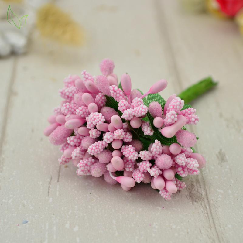 12Pcs/lot Artificial Flowers Stamen Handmade Cheap Wedding Decor Diy Wreath Needlework Gift Box Scrapbook Fake Flowers Ornaments