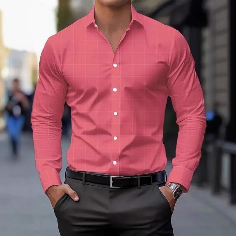 Новая Модная Персонализированная Модная Повседневная Мужская Рубашка с Принтом на Осень с Длинным Рукавом 3XL1 розовый