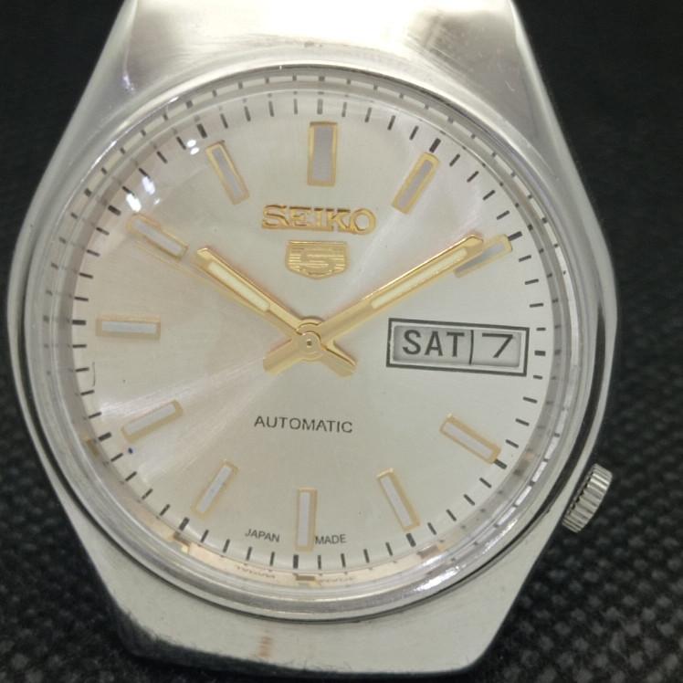 Gebrauchte Vintage Seiko 5 Auto 6309A japanische Herrenuhr mit Tag/Datum, silberfarben, 608h-a316776-9, SKU608h-a316776
