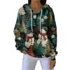 Women's Loose Comfortable Casual Fashion V-Neck Christmas Print Long Sleeve Hoodie