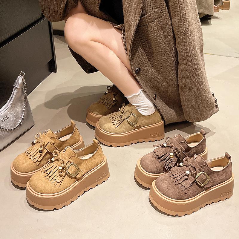 Birken Single Shoes Women's 2025 Early Autumn New Versatile Soft Sole Birken Round Head Fringed One Pedal Lazy Doudou Single Shoes
