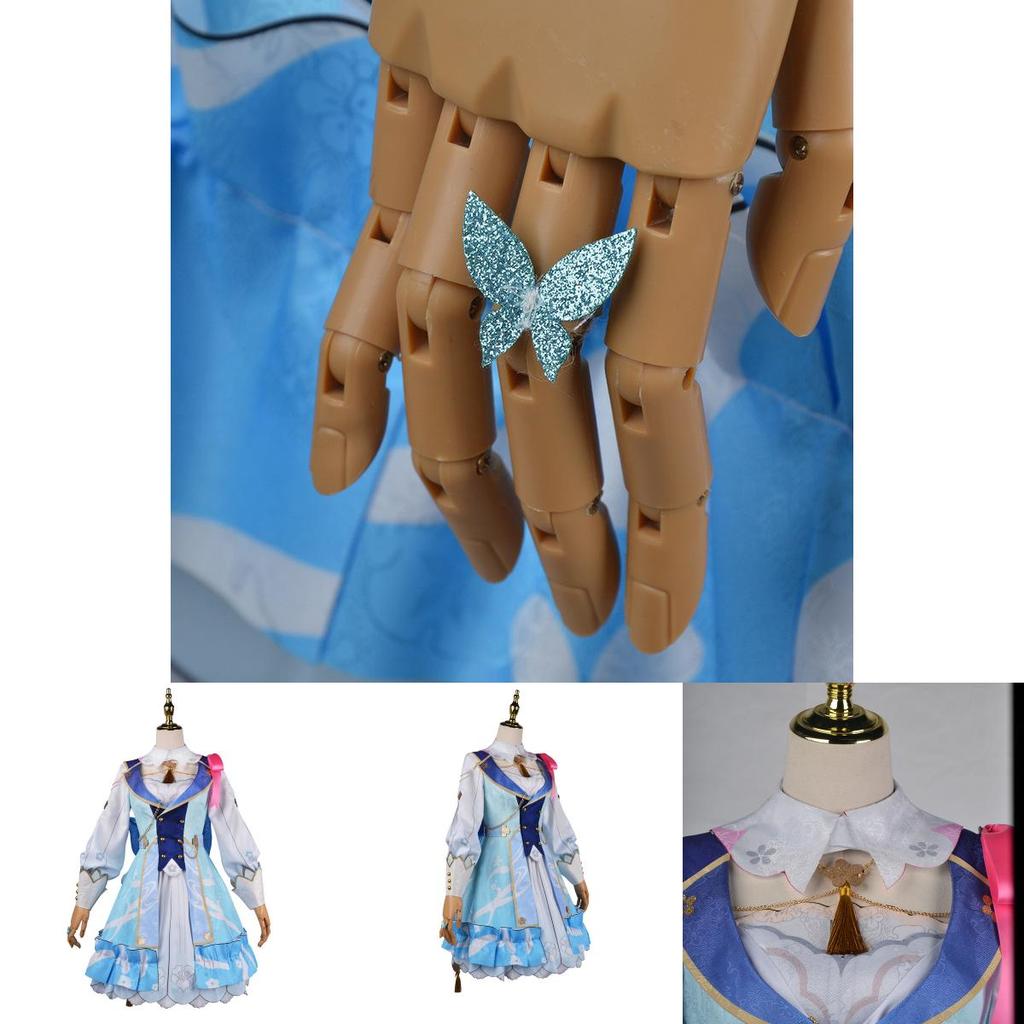 Genshin Impact Kamisato Ayaka Cosplay Kostüm Peruk Çiçekli Elbise Şapka Cadılar Bayramı
