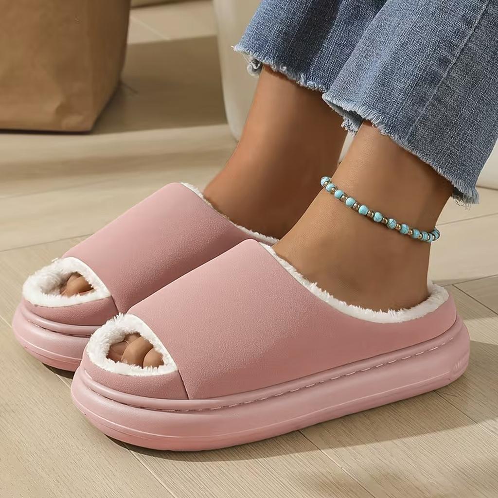 Unisex Stylish And Versatile Slippers With A Plush For Warmth And Slip Design Women Bedroom Slippers