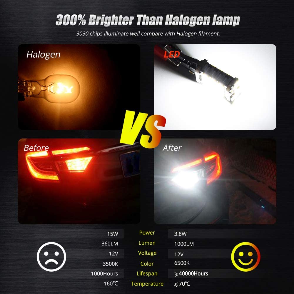 2x Signal Lamp T15 Led Super Bright W16W Led Bulbs 912 921 For Reverse Lamp Backup Parking Light 12V White Amber Yellow Bulbs 7