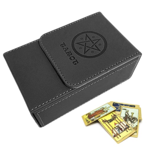 Luganud Card Deck Case, Non-Slip Leather Tarot Card Case | Strong Protective Card Storage Box for Trading Cards