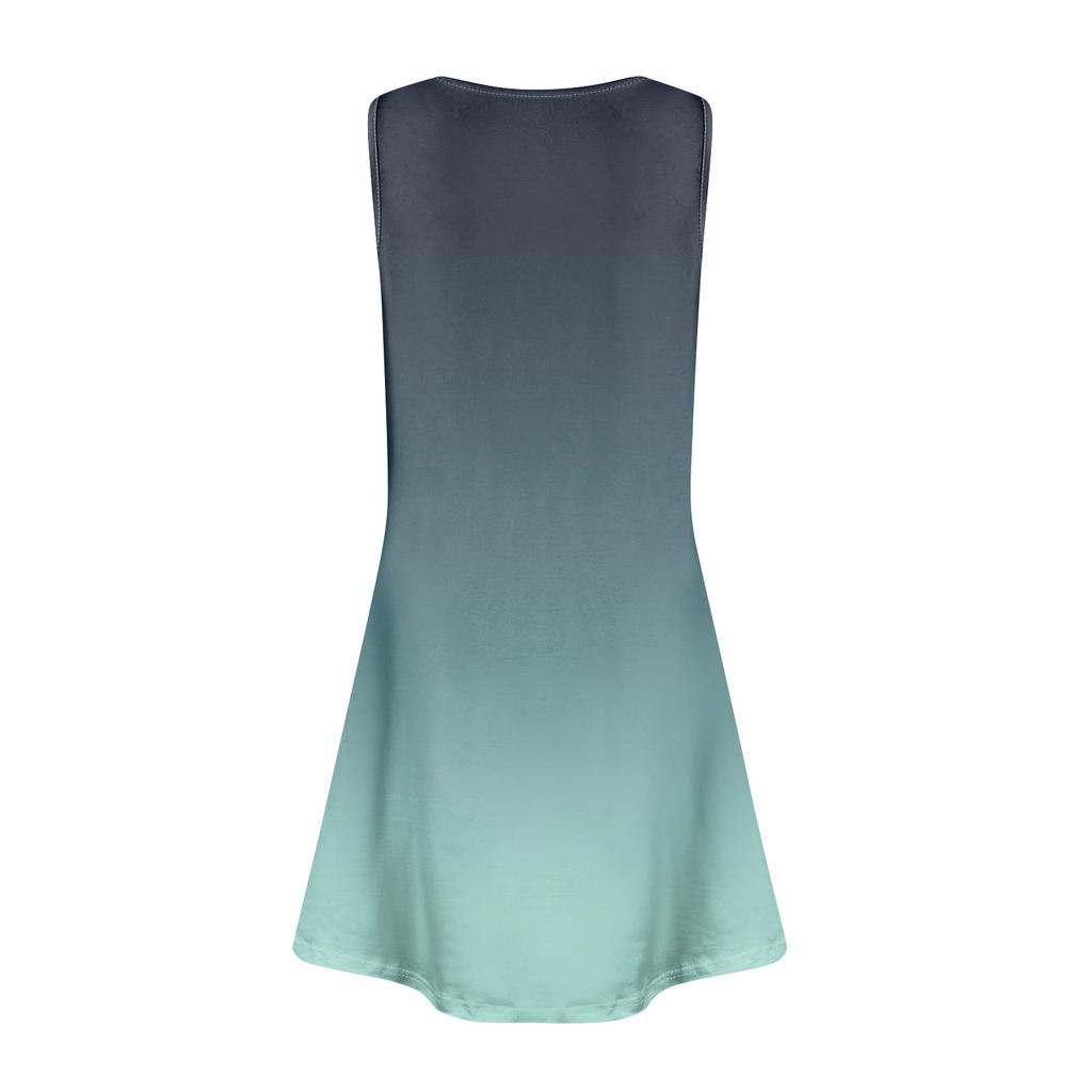 Summer Dresses For Women Beach Boho Sleeveless Vintage Printing Flowy Pocket Tshirt Tank Sundresses