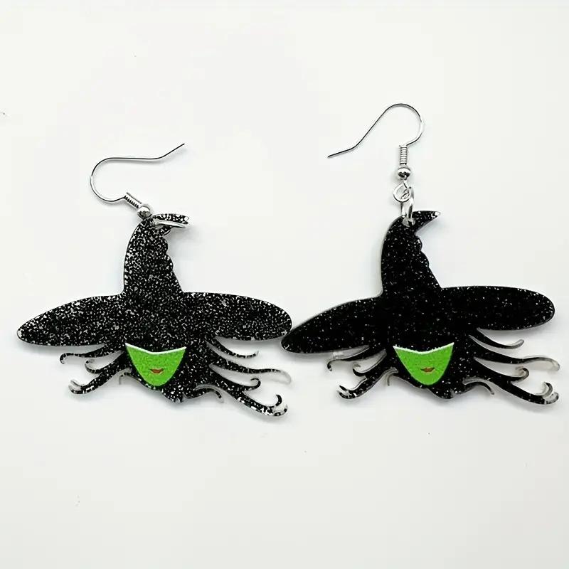Halloween Spider Pumpkin Bat Earrings  Gothic Acrylic Statement Jewelry for Women,Party Halloween Accessories Ghost House Design