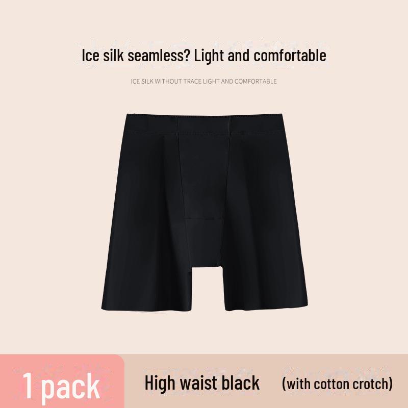 

Женские бесшовные защитные шорты Ice Silk — легкие, защищающие от воздействия окружающей среды, леггинсы «два в одном» Three points, XL (140-165 catties) чёрный