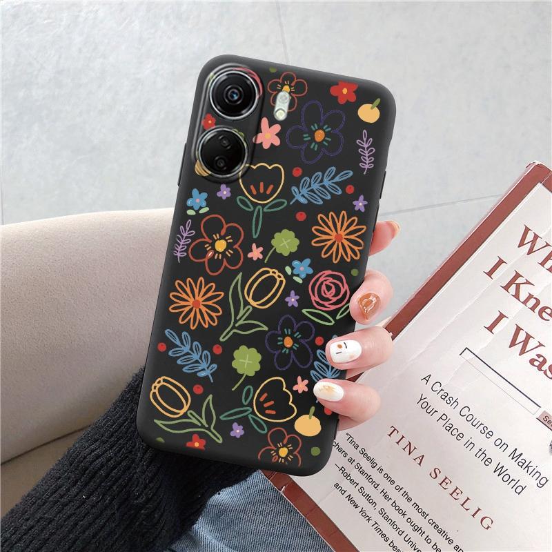Phone Case For Redmi 13C 4G 12C A3 A2 A1 Plus Note 13 Pro For Xiaomi 14 13 Poco C65 X6 X3 Pro Love Heart Flowers Patterned Shockproof Bumper Cover