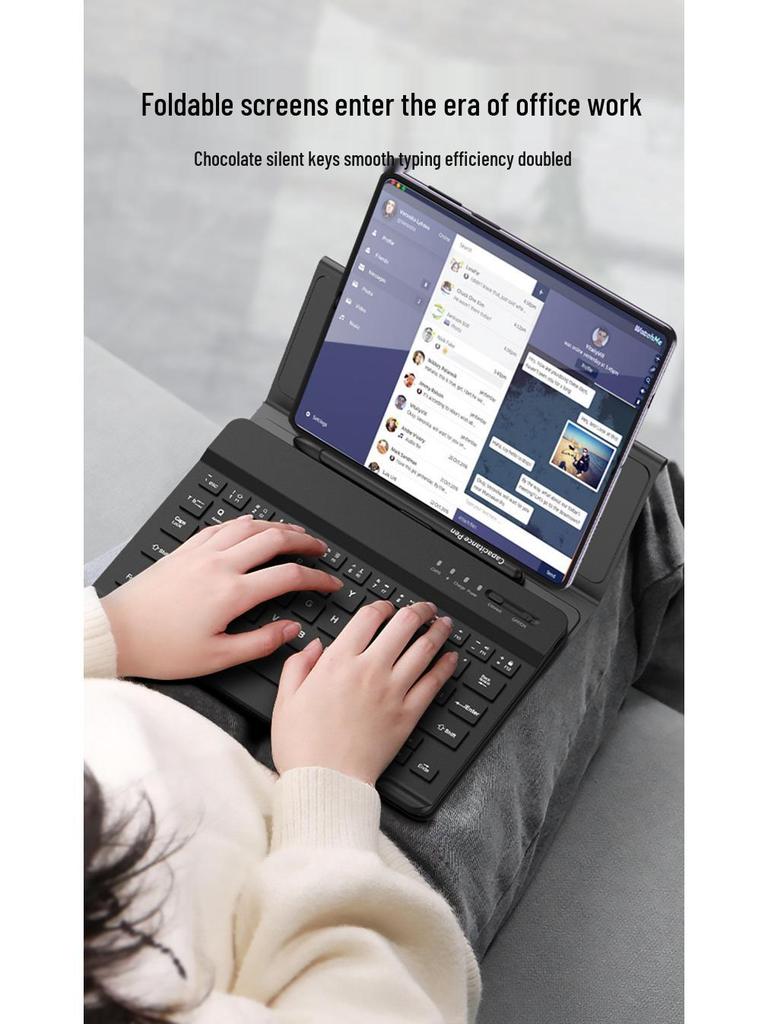 GKK Magnetic Leather Case Stand with Wireless Bluetooth Mouse & Keyboard for Huawei Mate X5/Xs2/X3 Foldable Screen