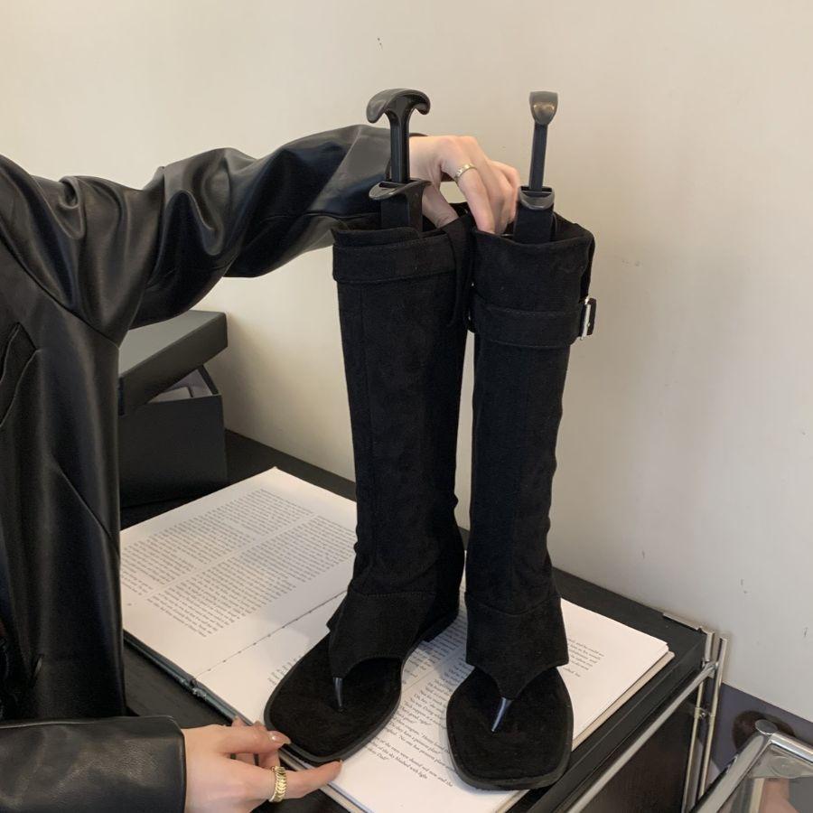 Summer 2025 New Spice Girls Pants Western Cowboy Cool Boots Heightening Sandals Women's Personality Mezzanine Toe Slope Heel High Top