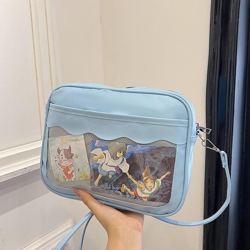 Cute and Versatile Simple Japanese PU Two Dimensional Transparent One Shoulder Crossbody Bag Female Soft Girl Bag