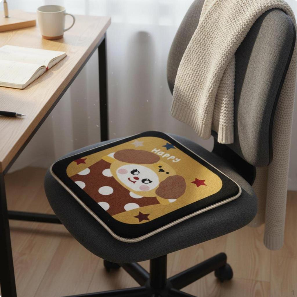 Cartoon Seat Cushion Faux Cashmere Texture Chair NonSlip Bottom Luxurious Pad