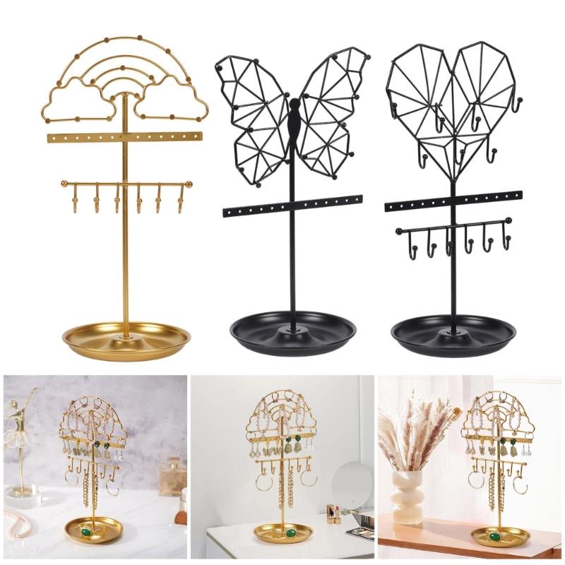 Space Saving Jewelry Organizers Practical Necklace Holder Stylish Storage Rack Alloy Texture Suitable for Earrings