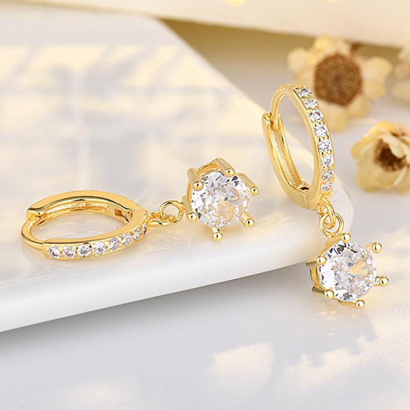 Delicate Round CZ Moissanite Drop Earrings Women Crystal Versatile Gift Fashion  Daily Party  Silver Needle Earrings