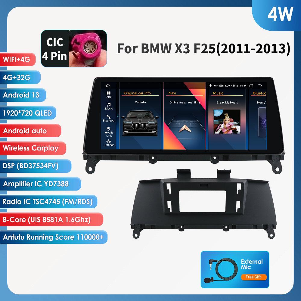 OSSURET Android Bilradio Spiller for BMW X3 F25 F26 X4 CIC NBT Android Auto Radio Carplay Multimedia Video GPS WIFI Autoradio Intelligent Skjerm RDS