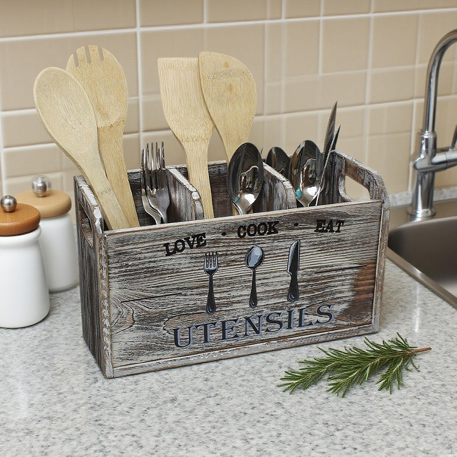 

Kitchen Utensil Holder Cutlery Box for Forks Spoons Knives Storage Crock Organizer