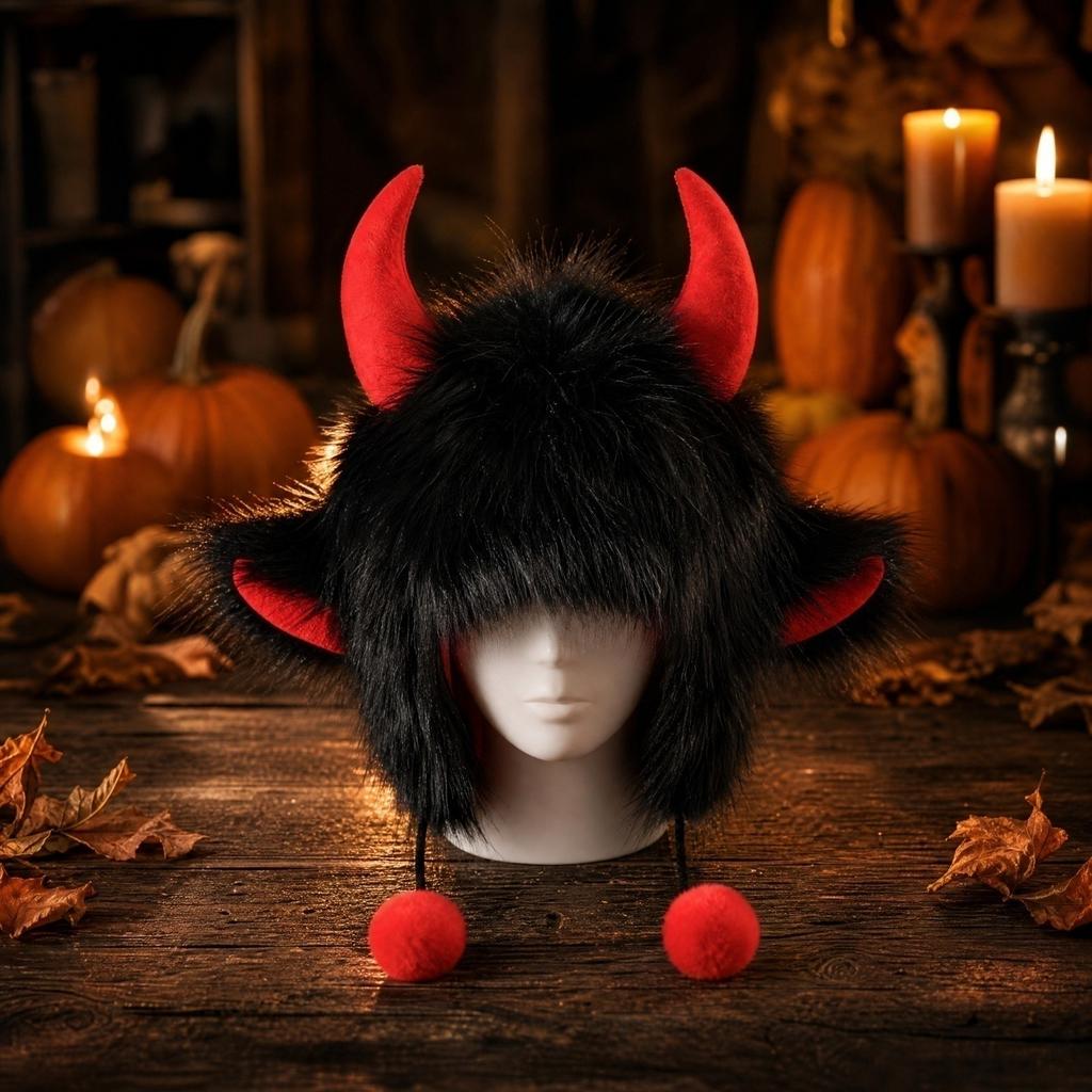 Unisex Adult Black Cow Hat Halloween Costume Headpiece for Funny Party