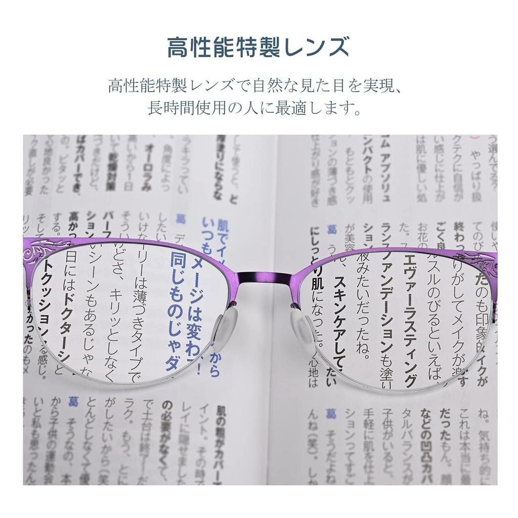 [CEETOL] Stylish Reading Glasses for Men and Women, Progressive Multifocal Lenses, Blue Light Cut, UV Cut, Aspheric Lenses, Unisex, with Case, for Com