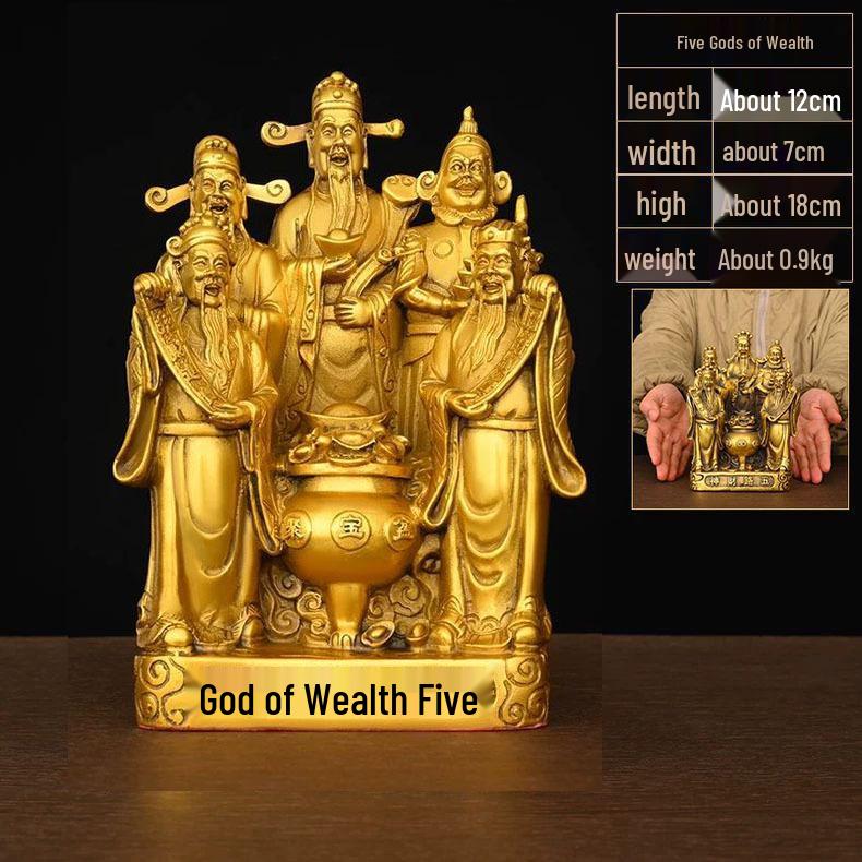 

Five-Way God of Wealth Figurine for Home or Office Decor: Buddha Statue Gift