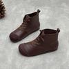 Autumn and winter new cowhide short boots literary and retro style soft leather soft bottom velvet warm leather Martin boots