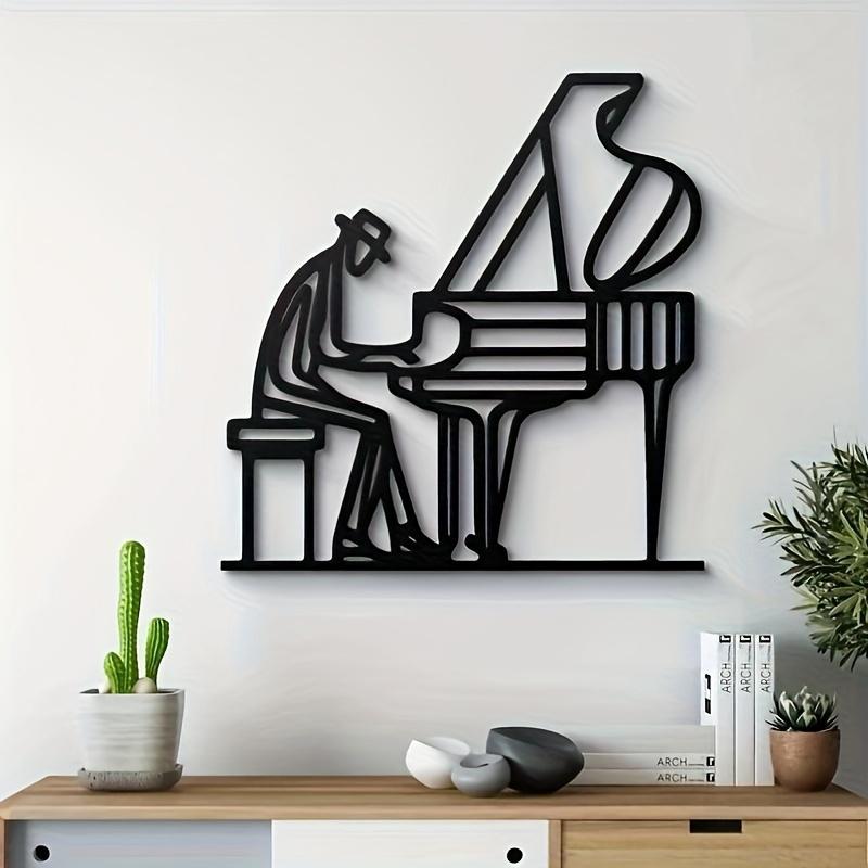 1pc Jazz Pianist Metal Wall Art Minimalist Music Decor Modern Home Office Gift
