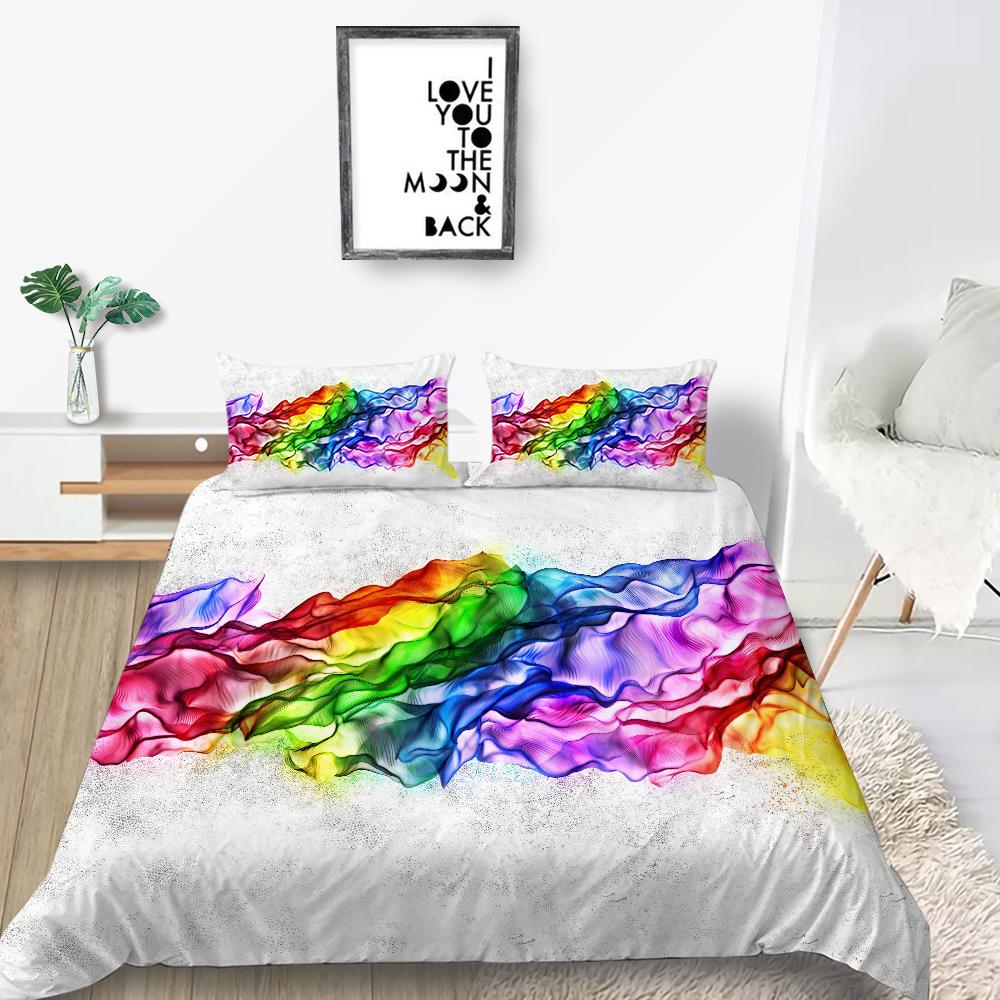 New Fashion Rainbow Duvet Cover Home Bedspreads Highly Quality Pillowcase Queen Single Size Bedding Luxruy Bedding Cover Sets