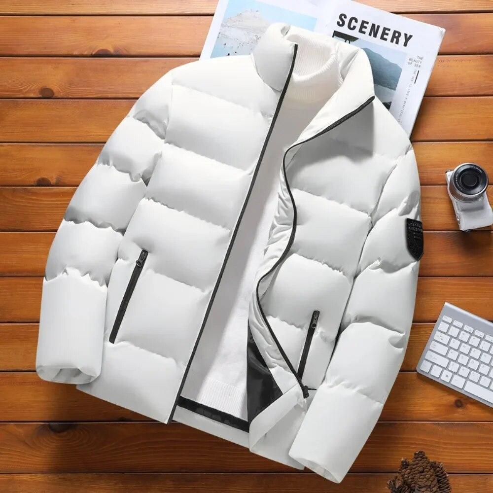 Parka Jacke Männer Herbst Winter Baumwolle Gepolstert Warm Verdickt Mann Mode Stehen Kragen Kleidung Puffer Mäntel Jugend